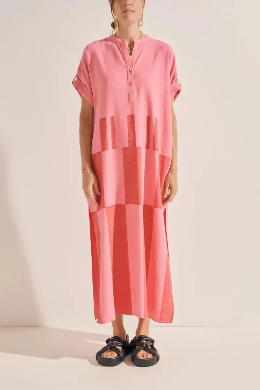 ILIO NEMA CASTOR CAFTAN RED & PINK BROKEN STRIPE