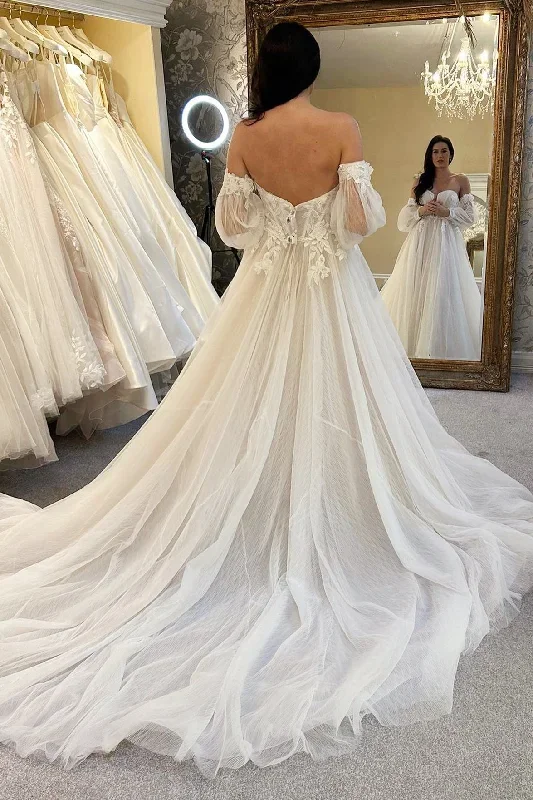 ivory-tulle-a-line-long-wedding-dress-with-balloon-sleeves