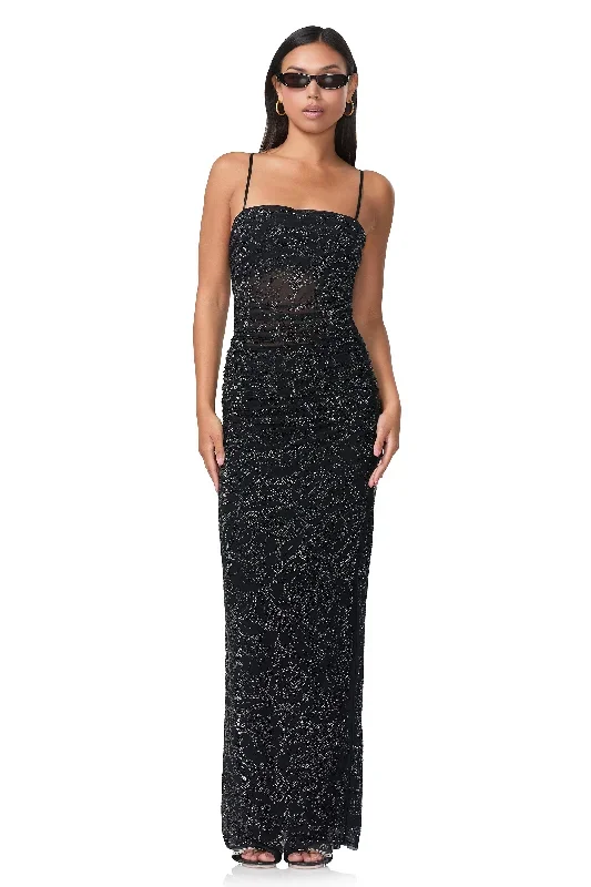 Jennan Rose Rhinestone Dress - Noir