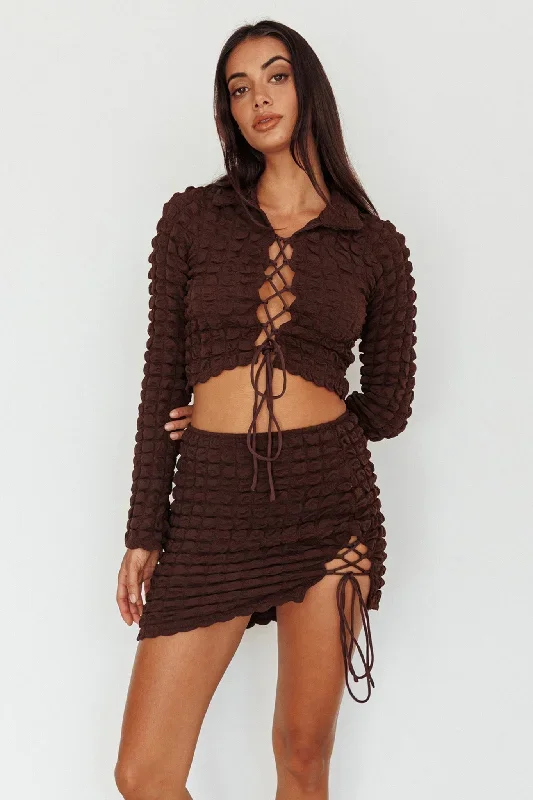 josseline-lace-up-detail-mini-skirt-chocolate