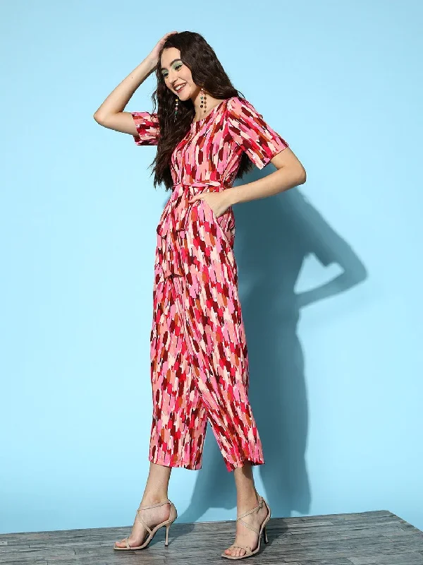 jp3731pk-berrylush-women-pink-abstract-printed-round-neck-tie-up-waist-wide-leg-regular-jumpsuit