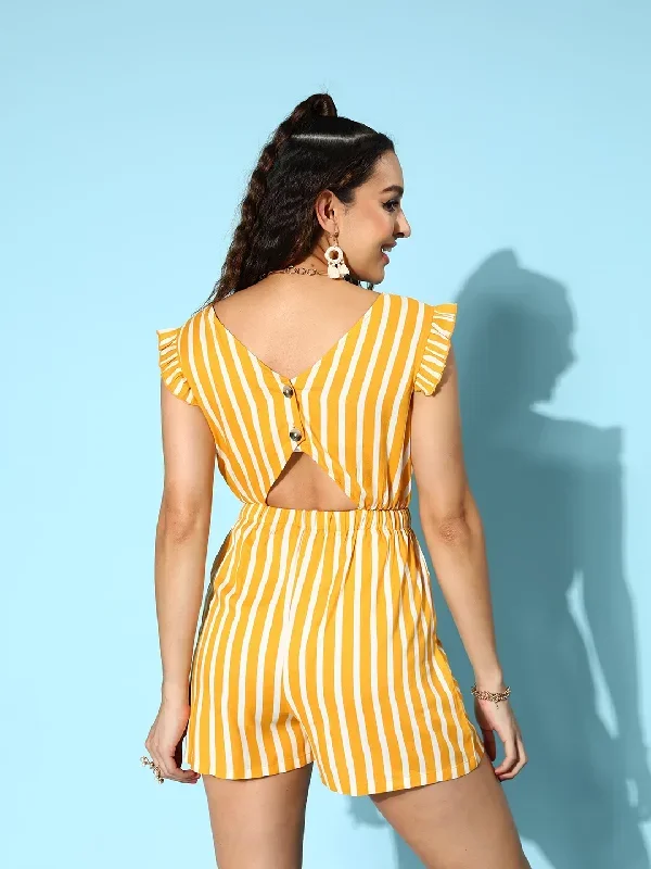 jp4492wh-berrylush-women-white-yellow-striped-pattern-v-neck-sleeveless-waist-tie-up-ruffled-mini-jumpsuit