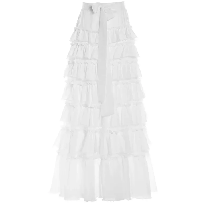 RUFFLE MAXI SKIRT "KATJA" IN WHITE