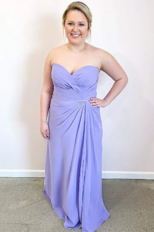 Lavender Chiffon Sweetheart Ruched Bridesmaid Dress