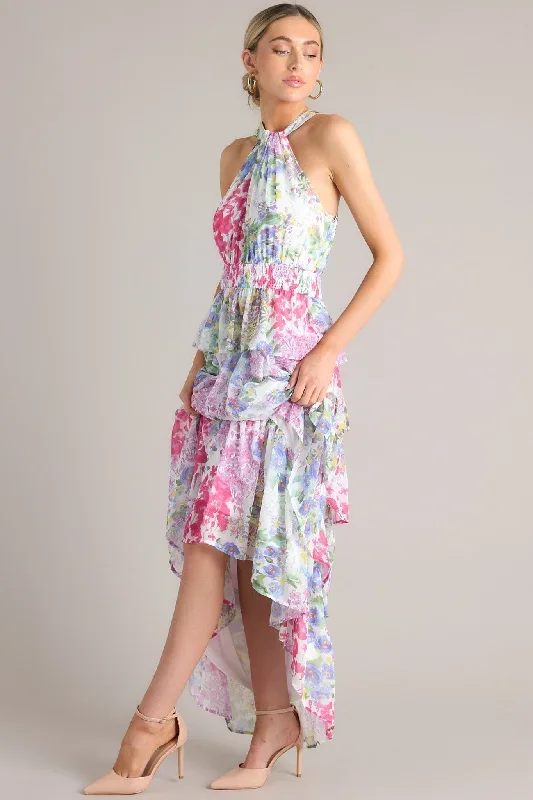 Let Love Blossom Floral Print Halter Maxi Dress