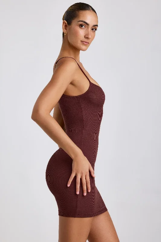 lira-sweetheart-neck-strap-mini-dress-chocolate