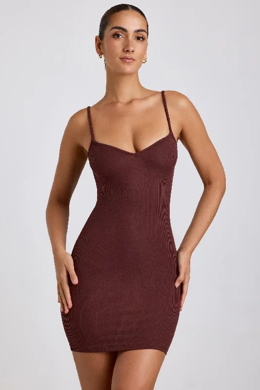 lira-sweetheart-neck-strap-mini-dress-chocolate