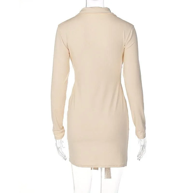 long-sleeve-deep-v-neck-turnover-collar-mini-dress