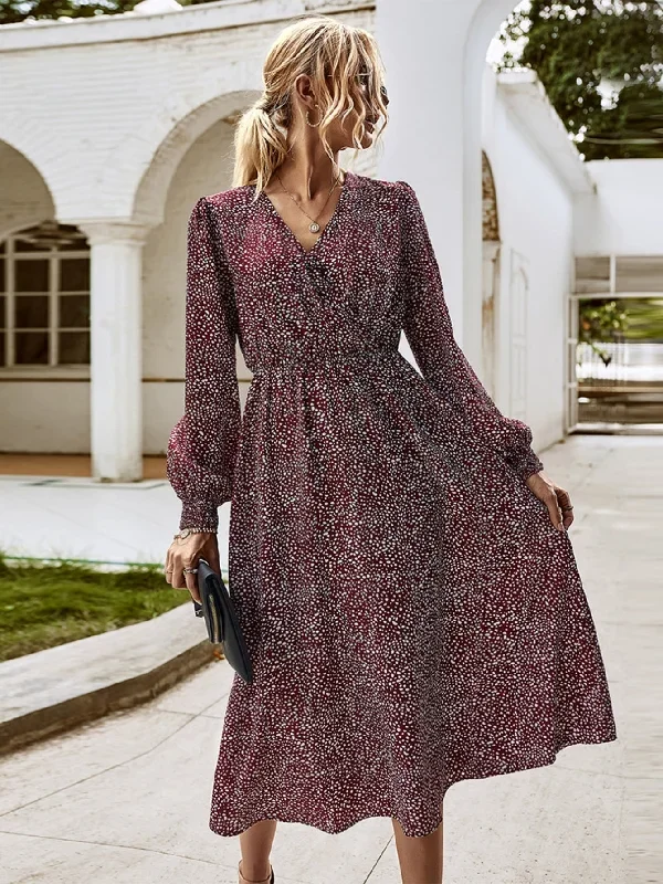 Long Sleeve Elegant Floral Dress