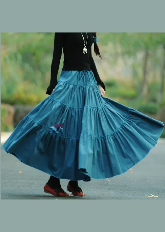 loose-blue-wrinkled-patchwork-lace-up-corduroy-skirts-spring