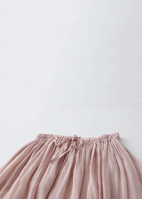 loose-pink-drawstring-lace-linen-skirt-summer