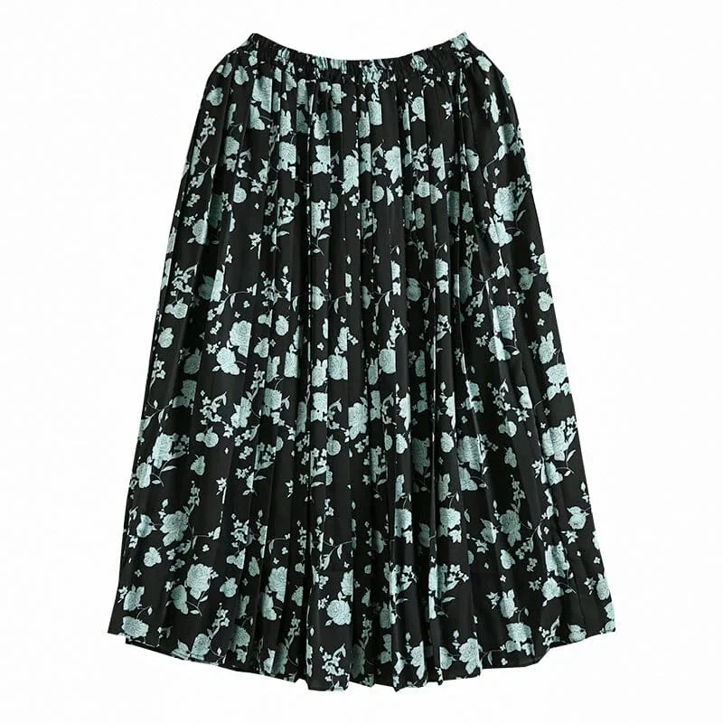 loose-retro-floral-print-skirt-summer