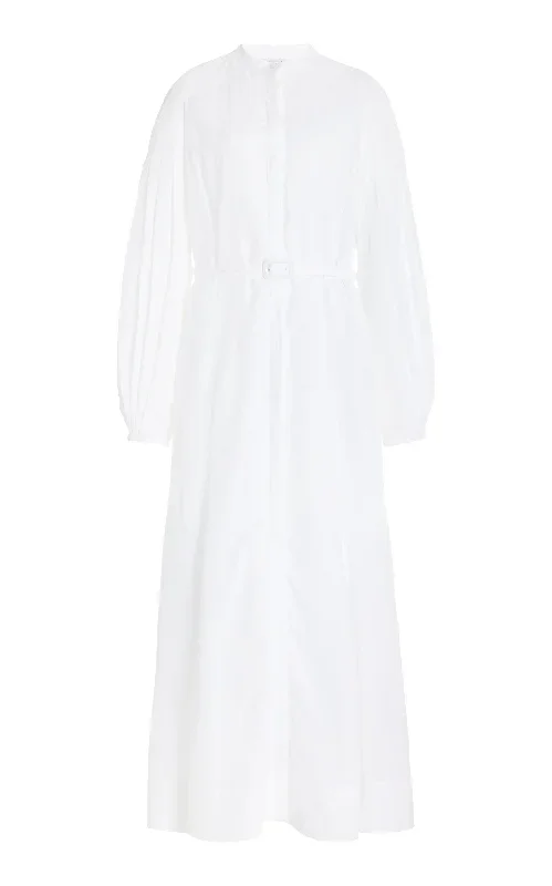 Lydia Dress with Slip & Pockets in White Aloe Linen