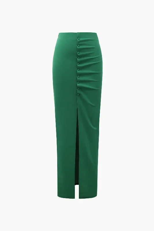 High Waisted Slit Maxi Skirt