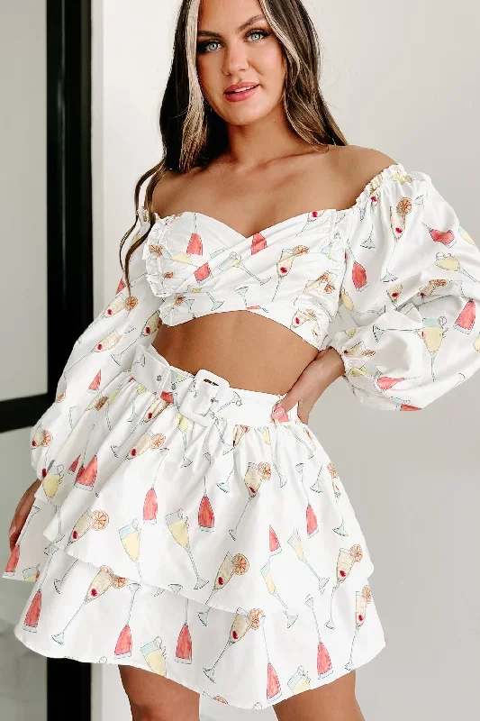 Mimosa's On My Mind Printed Two-Piece Skirt Set (White/Multi)