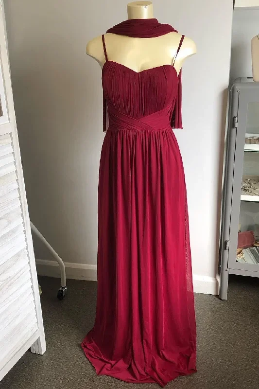 mismatched-burgundy-long-bridesmaid-dress