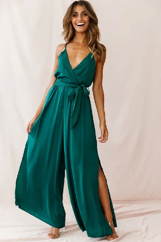 miso-wide-leg-cami-jumpsuit-forest-green