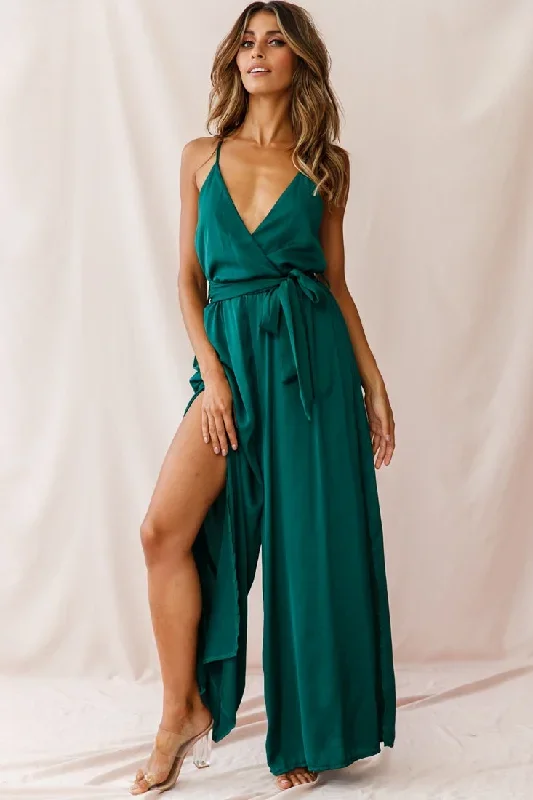 miso-wide-leg-cami-jumpsuit-forest-green