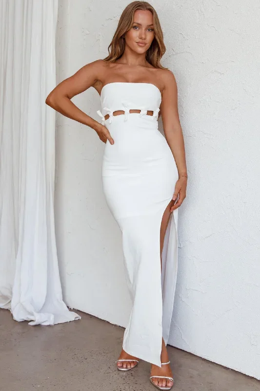 Mykonos Nights Strapless Maxi Dress White