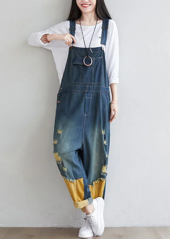 natural-navy-patchwork-tasseled-denim-jumpsuit-spring