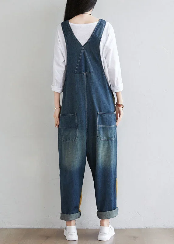 natural-navy-patchwork-tasseled-denim-jumpsuit-spring