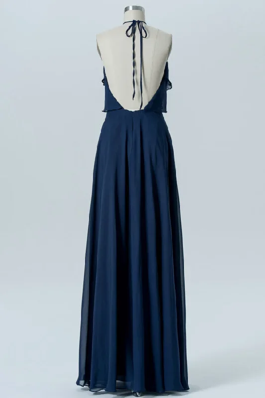 navy-blue-halter-backless-ruffled-bridesmaid-dress