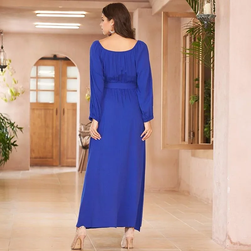 new-autumn-women-casual-dress-elegant-blue-square-collar-maxi-dress-long-sleeve-belted-long-dresses-women