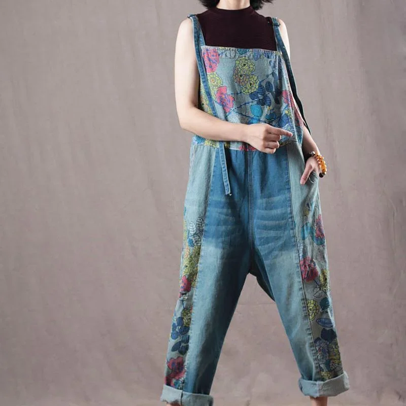 new-blue-prints-denim-trousers-women-baggy-cotton-casual-jumpsuit-pants