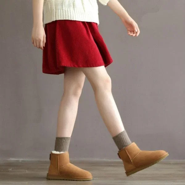 New women red casual short skirt loose fitting corduroy mini skirts