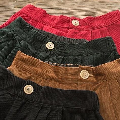 new-women-red-casual-short-skirt-loose-fitting-corduroy-mini-skirts