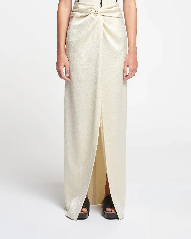 Myde - Draped Crisp-Satin Maxi Skirt - Creme