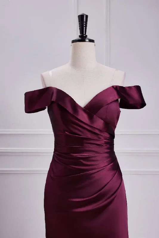 off-the-shoulder-cabernet-pleated-mermaid-bridesmaid-dress