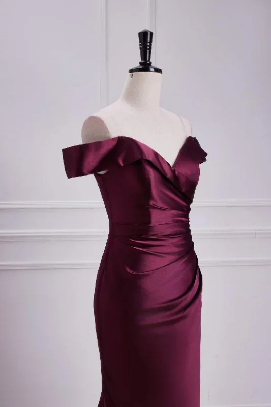 off-the-shoulder-cabernet-pleated-mermaid-bridesmaid-dress