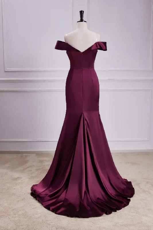 off-the-shoulder-cabernet-pleated-mermaid-bridesmaid-dress