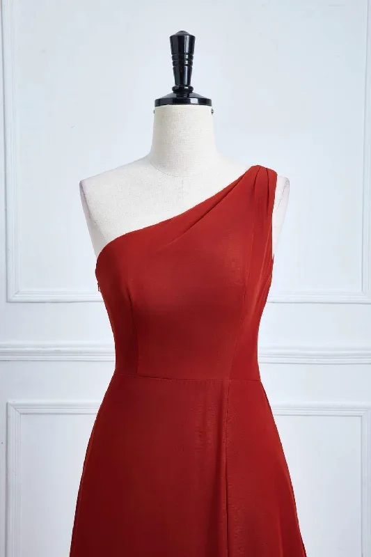 one-shoulder-rust-a-line-slit-bridesmaid-dress