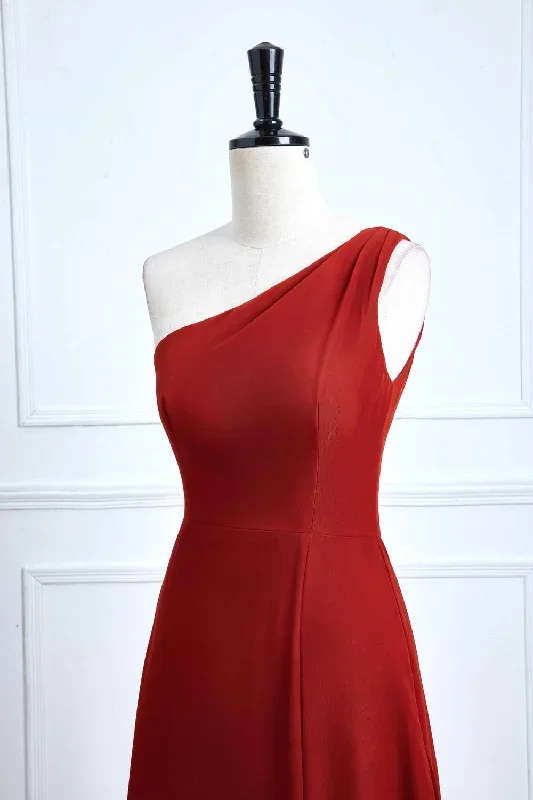 one-shoulder-rust-a-line-slit-bridesmaid-dress