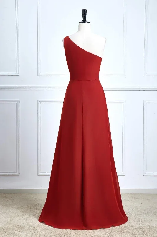 one-shoulder-rust-a-line-slit-bridesmaid-dress