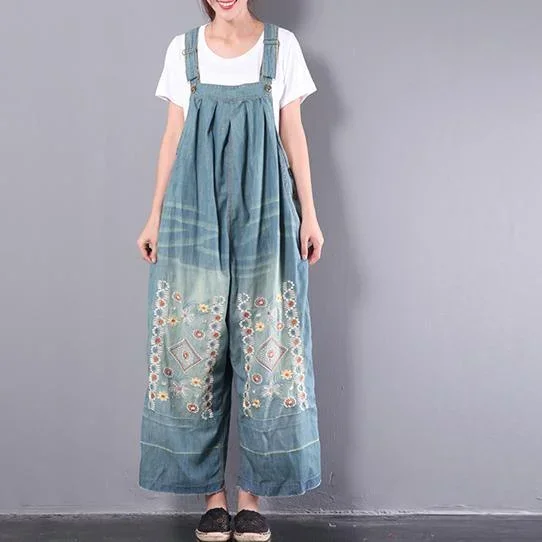 Original New Casual Cotton Jeans Oversize Embroidery Jumpsuit Pants