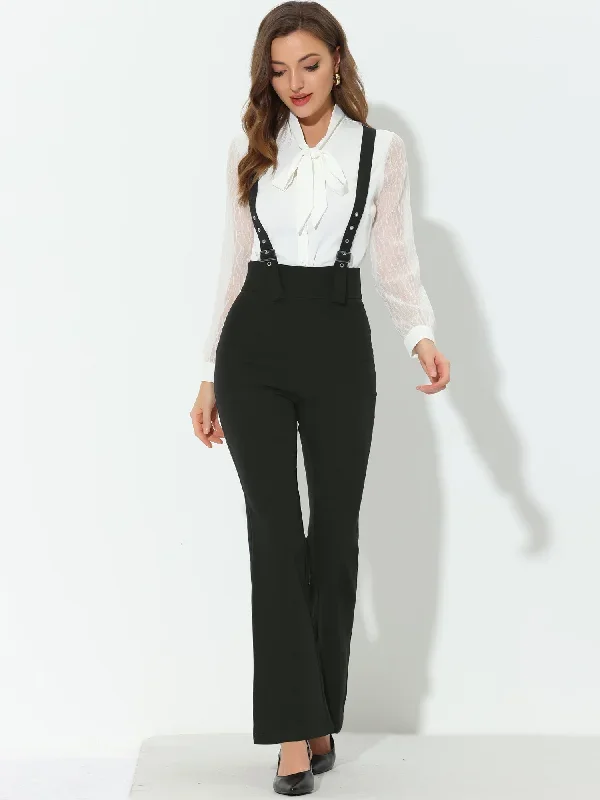 High Waist Overalls Bell Bottom Pants Suspenders Jumpsuit