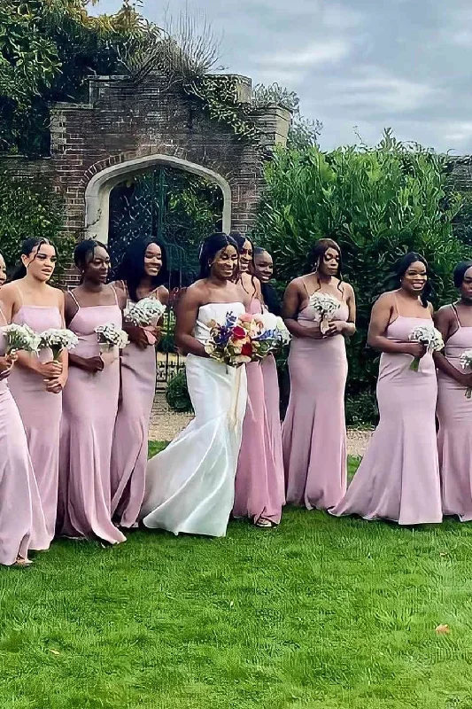 pink-straps-mermaid-long-bridesmaid-dress