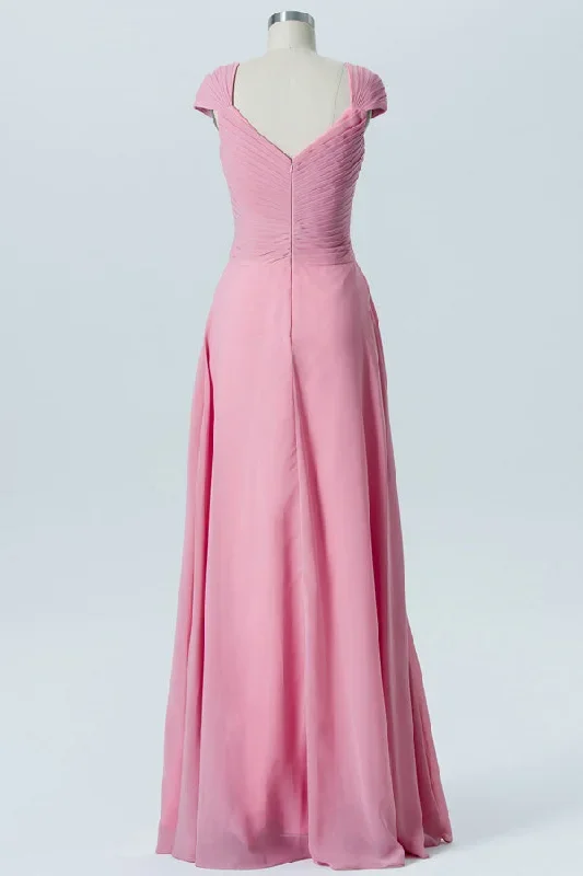 pink-sweetheart-cap-sleeve-bridesmaid-dress