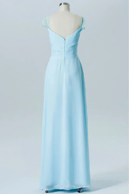 pleated-chiffon-pale-blue-bridesmaid-dress-with-cap-sleeves