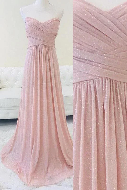 pleated-pink-chiffon-long-bridesmaid-wedding-party-dress