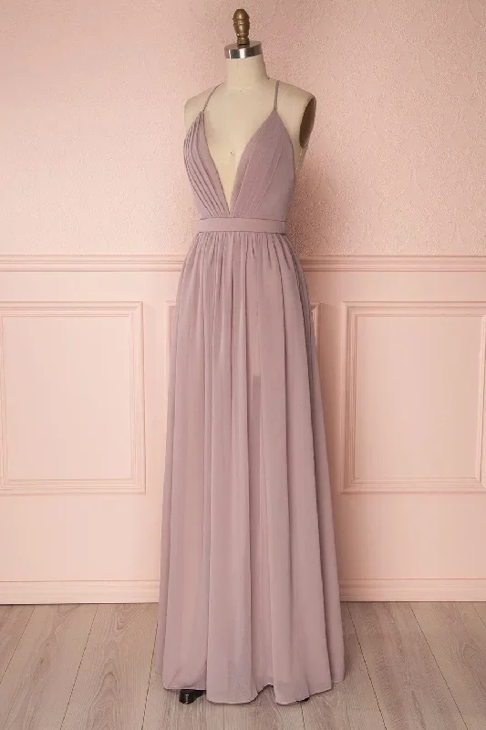 plunging-neck-a-line-dark-green-bridesmaid-dress