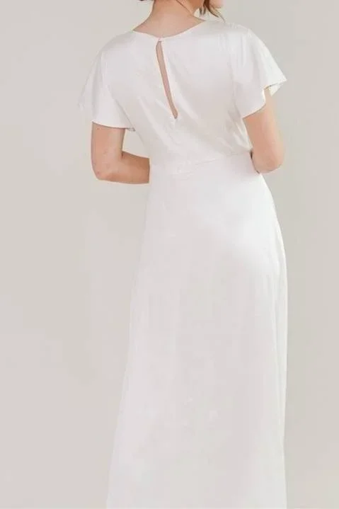 plunging-v-neck-white-twist-long-bridesmaid-dress