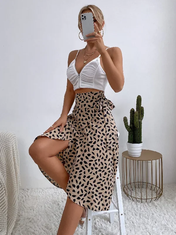 polka-dot-printed-split-skirt