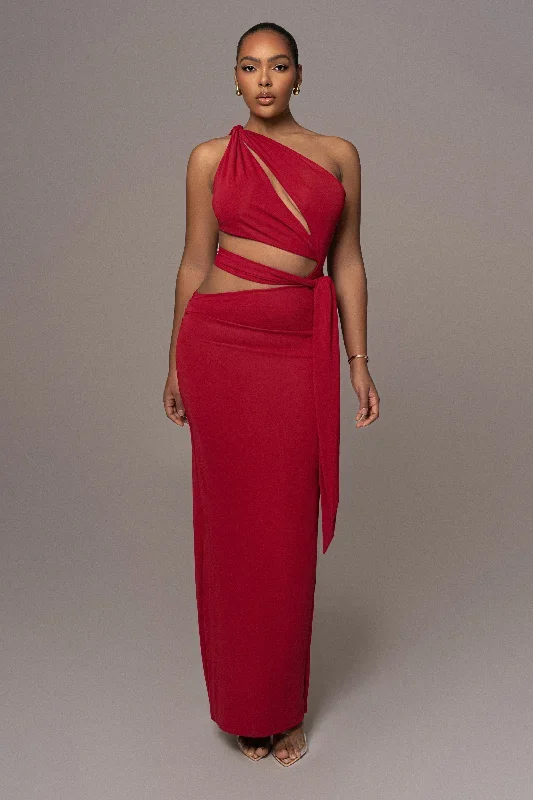 Red Athenia Keyhole Maxi Dress