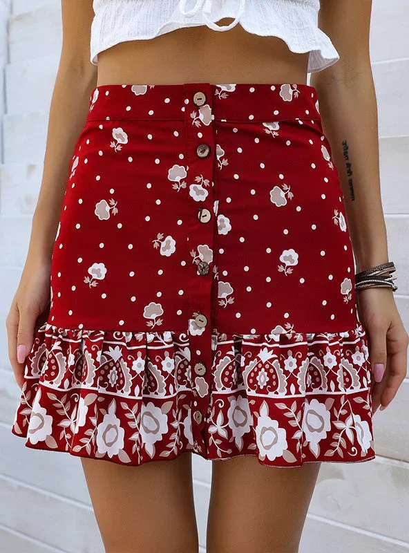 red-christmas-flounce-print-skirt