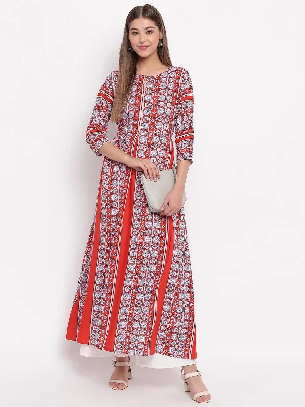 Red Rayon Kurta