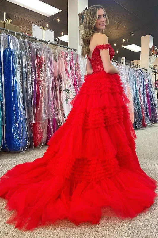 red-tulle-off-the-shoulder-ruffle-tiered-long-prom-dress